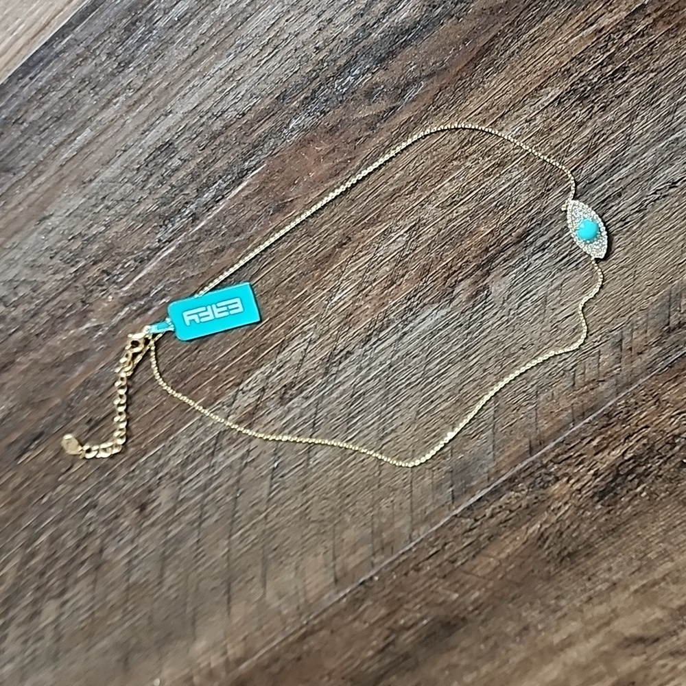 Effy 14k yellow gold diamond turquoise necklace - Picture 2 of 4